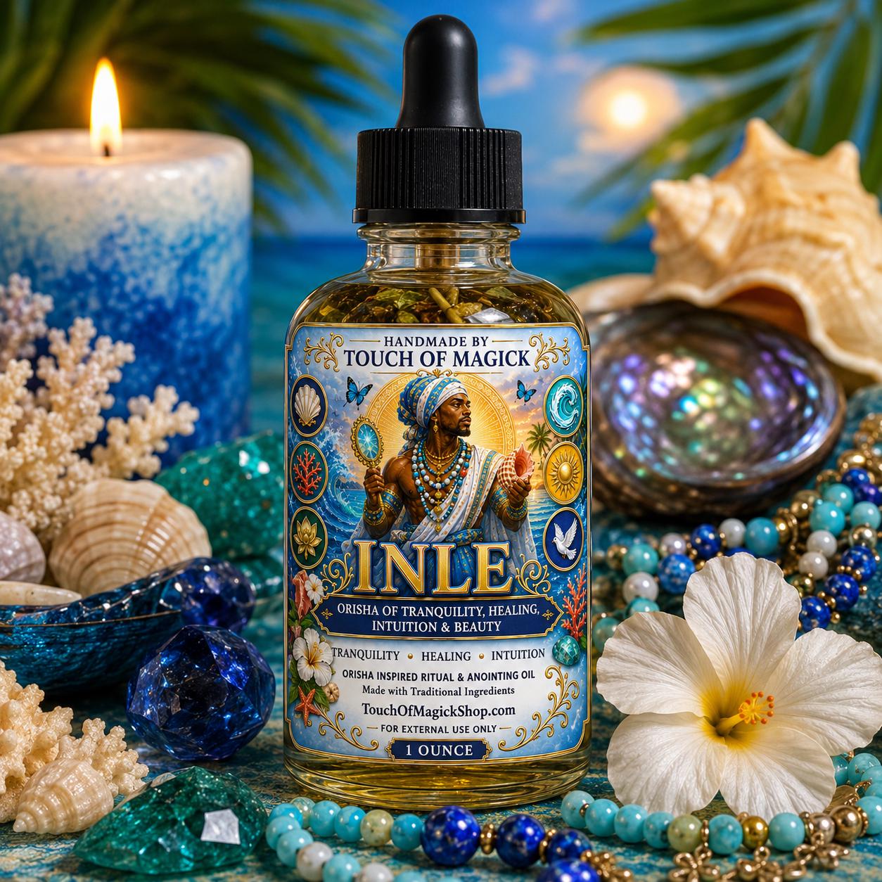 Inle | Orisha of Tranquility, Intuition & Beauty | Ritual Oil | Made with Traditional Ingredients | Spell and Ritual Supplies | 1 Oz |