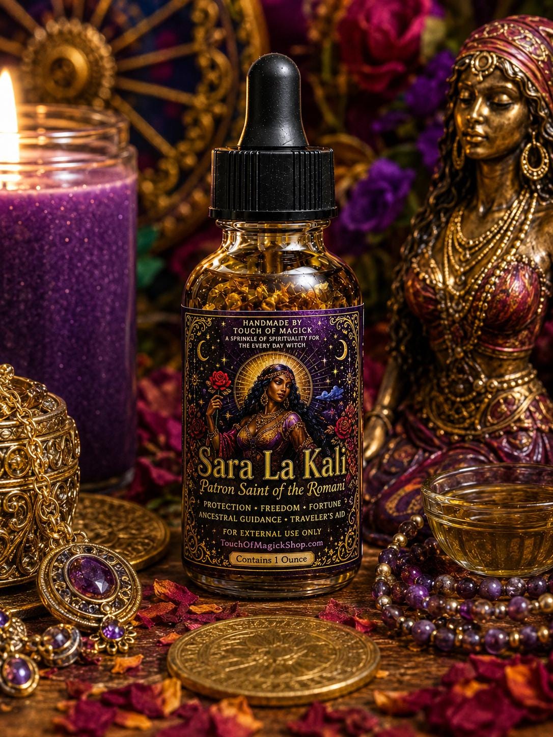 Sara La Kali | Patron Saint of the Romani | Ritual Oil | Made with Traditional Ingredients | Spell and Ritual Supplies | 1 Oz |