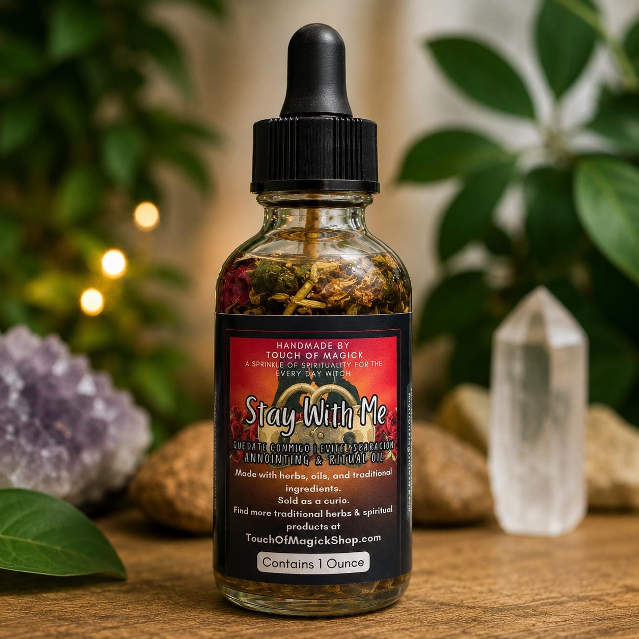 Stay With Me Oil | Made with Traditional Ingredients | Ritual and Spell Supplies | 1 Oz | Annointing | Hoodoo | Santeria