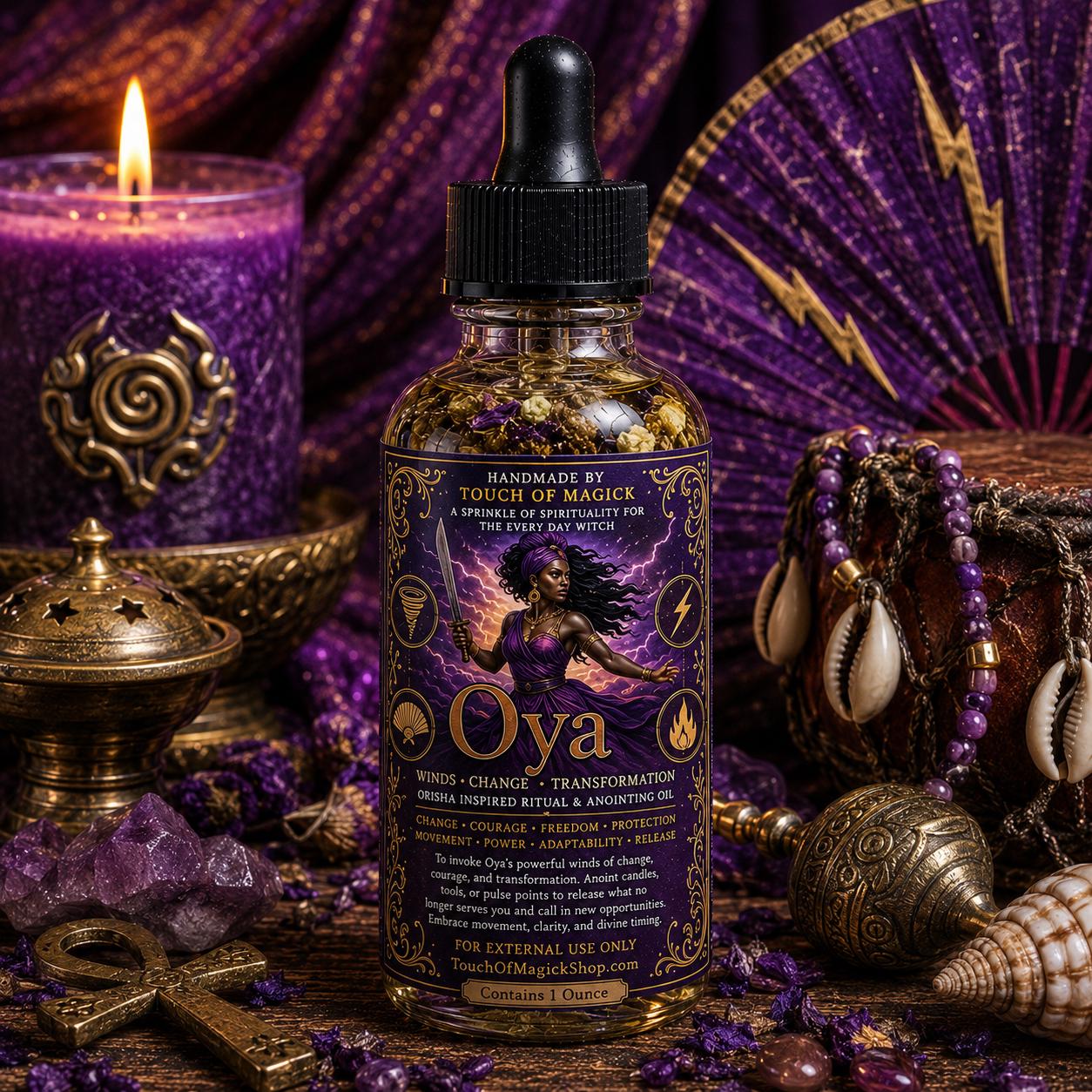 Oya | Orisha of Winds, Change & Gatekeeper of the Dead | Ritual Oil | Made with Traditional Ingredients | Spell and Ritual Supplies | 1 Oz