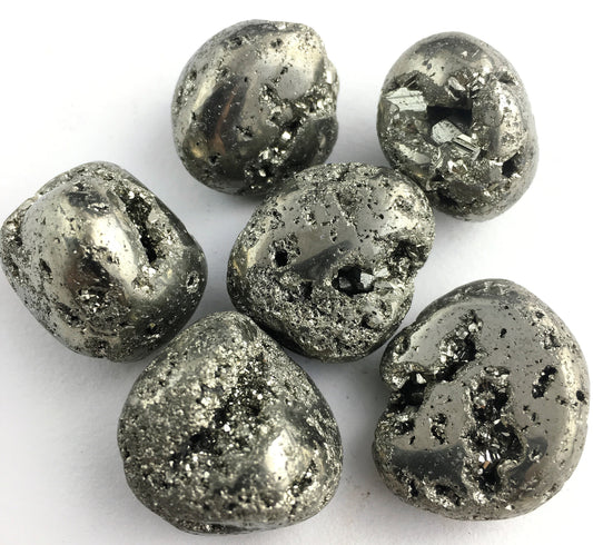 Pyrite Tumbled Stone - Increases Strength, Energy, Willpower & Confidence - Abundance Stone to Attract Wealth - Solar PlexusChakra Crystal