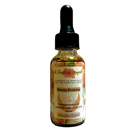 Money Drawing Oil - 1 Oz - Made with Herbs, Roots, Resins, Powders & Oils to Manifest your Intentions - Authentic Ingredients