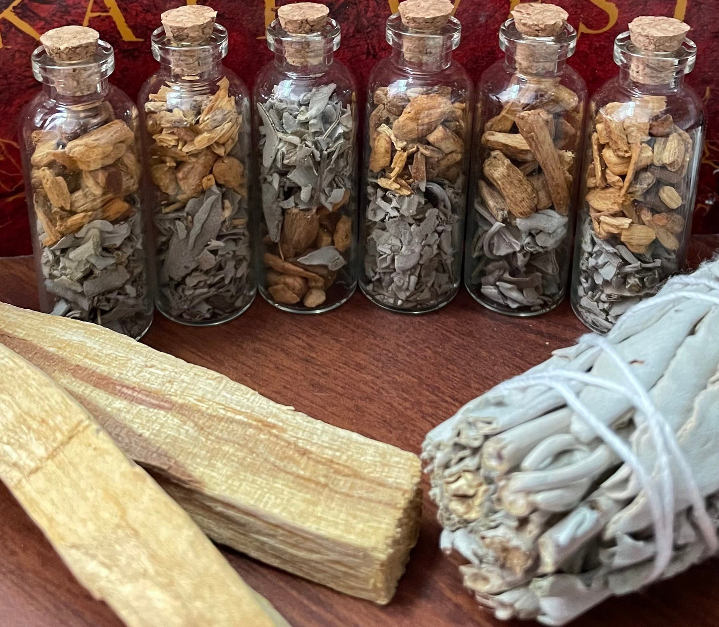 White Sage & Palo Santo Vial with Cork - Protection and Purification - Witch Gift - Protection Amulet