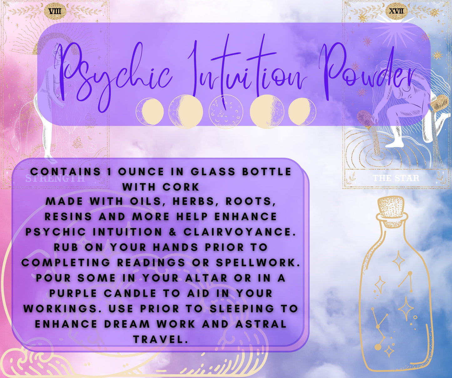 Gypsy Psychic Intuition Powder - 1 OZ Used during Spiritual Work to Enhance Sight - Traditional Recipe with POWERFUL Herbs, Roots, Powders