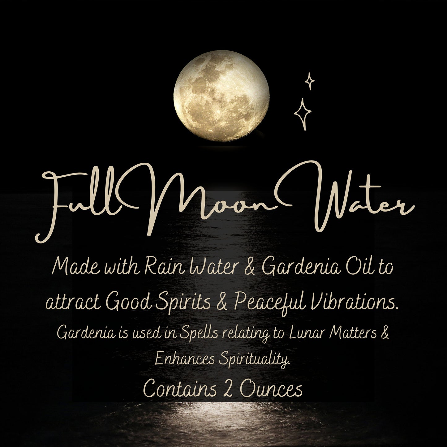 Full Moon Water made with Rain Water and Gardenia Oil - Perfect for Lunar & Money Magick - Contains 2 Ounces