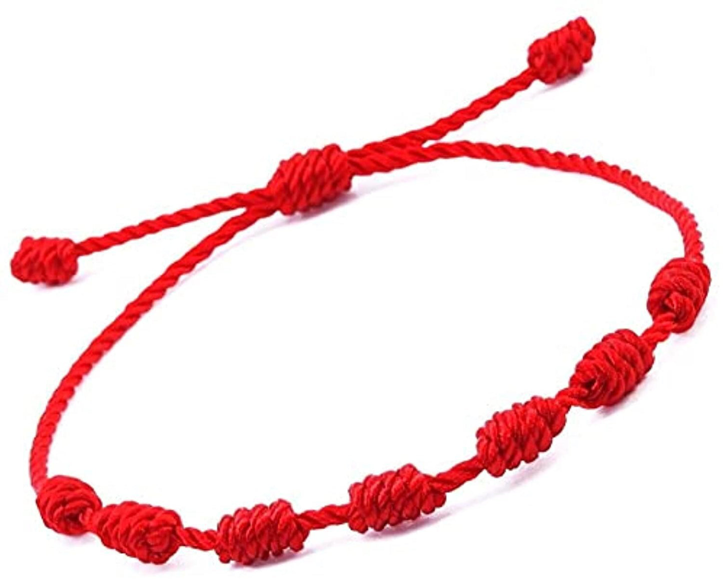 Red 7 Knot Adjustable Bracelet - Protect Yourself from Ill Intentions - Hex & Curse Protection - Mallochio