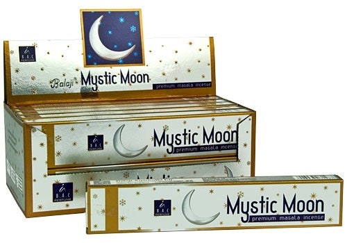 Mystic Moon Incense Balaji 15 G - Full Moon Rituals - Moon Spells & Rituals - Offering Herbal Hand Made Incense - Spiritual Energy