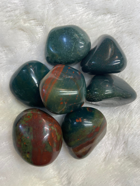 Bloodstone | 1 Large Tumbled Stone | Approx 0.75” to 1” | Spiritual Crystal | Heart Chakra Chakra | Used for Health & Blood Cleansing