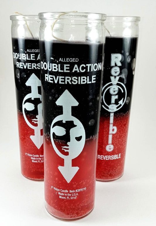 Reversible | Black & Red | 5-7 Day Candle in Glass Container - Santeria - Voodoo - Hoodoo - Spells - Wicca - Pagan
