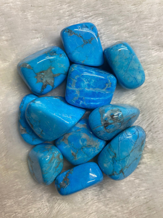 Blue Howlite | 1 Large Tumbled Stone | Approx 0.75” to 1” | Spiritual Crystal | Throat Chakra | Used for Communication & Dreams